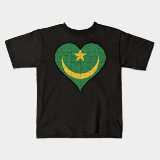 Mauritanian Jigsaw Puzzle Heart Design - Gift for Mauritanian With Mauritania Roots Kids T-Shirt